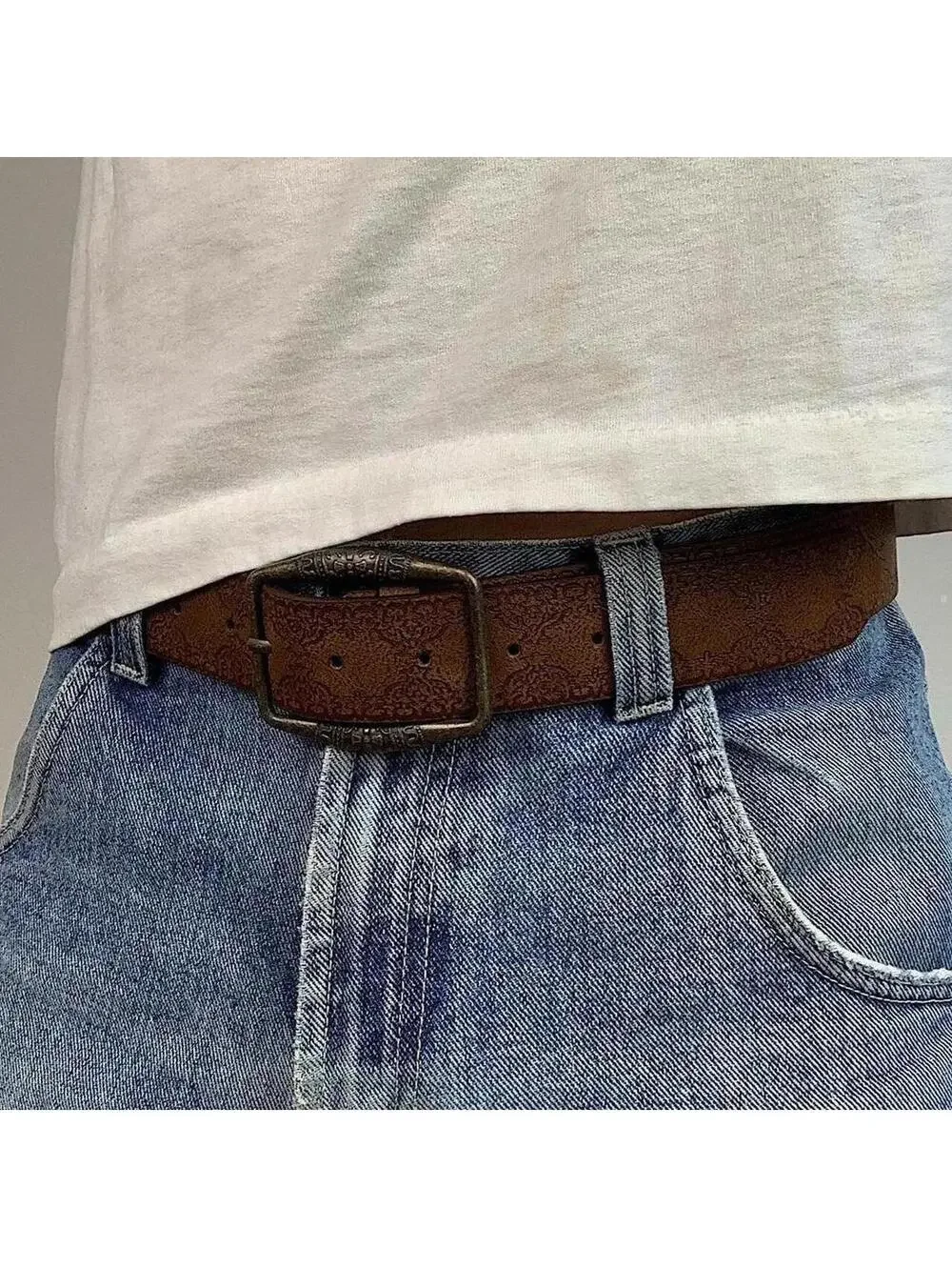Vintage Western Brown Blue Belt 40 Inch